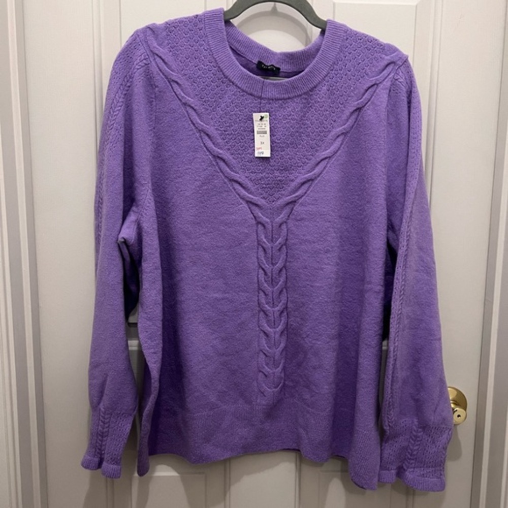 💜 Talbots Lavender Knit Sweater w/ Ruffles - 3X